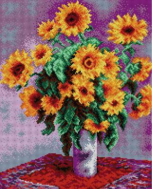 Claude Monet Sunflower needlepoint canvas